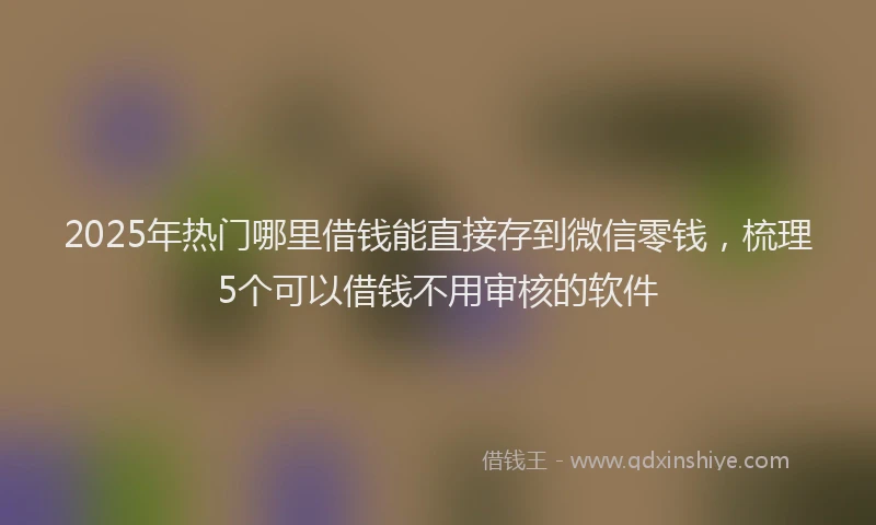 2025年热门哪里借钱能直接存到微信零钱，梳理5个可以借钱不用审核的软件