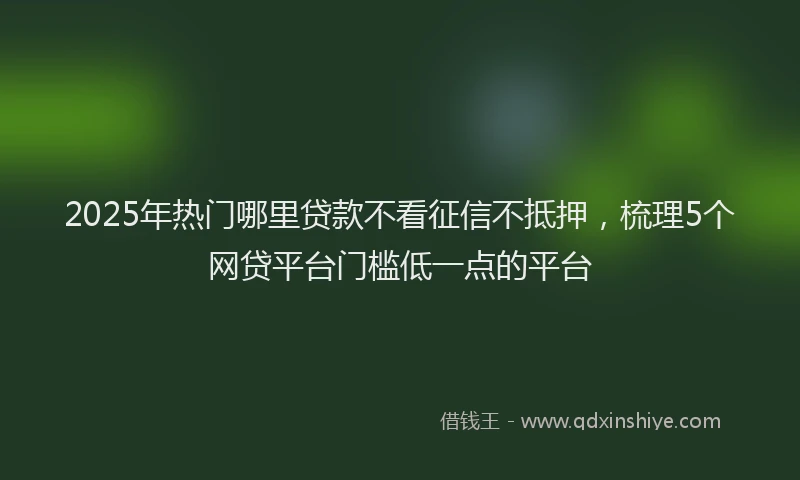 2025年热门哪里贷款不看征信不抵押，梳理5个网贷平台门槛低一点的平台