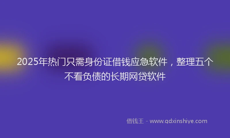 2025年热门只需身份证借钱应急软件，整理五个不看负债的长期网贷软件