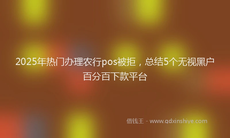 2025年热门办理农行pos被拒，总结5个无视黑户百分百下款平台
