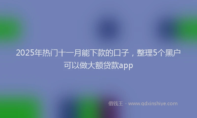 2025年热门十一月能下款的口子，整理5个黑户可以做大额贷款app