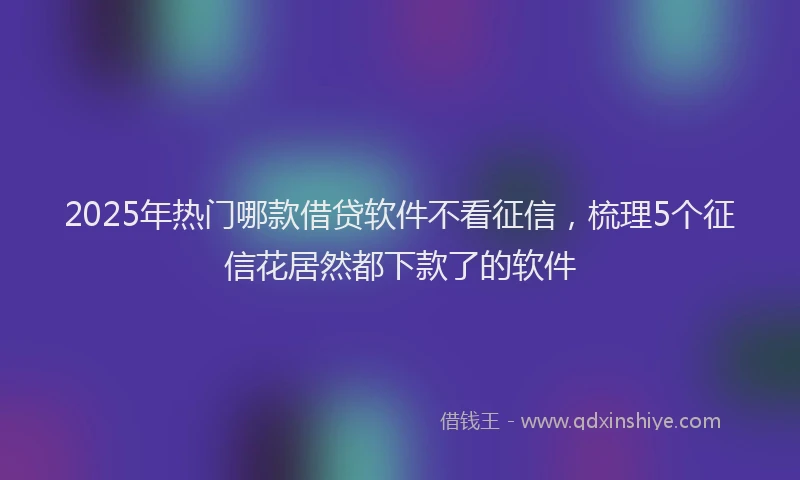 2025年热门哪款借贷软件不看征信，梳理5个征信花居然都下款了的软件
