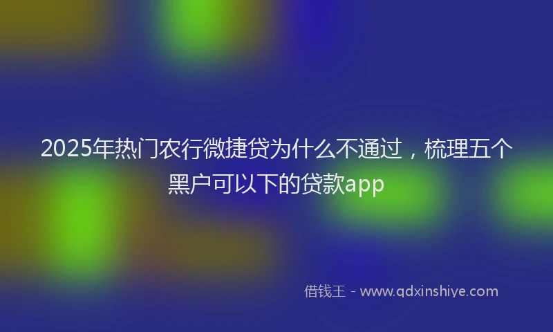 2025年热门农行微捷贷为什么不通过，梳理五个黑户可以下的贷款app