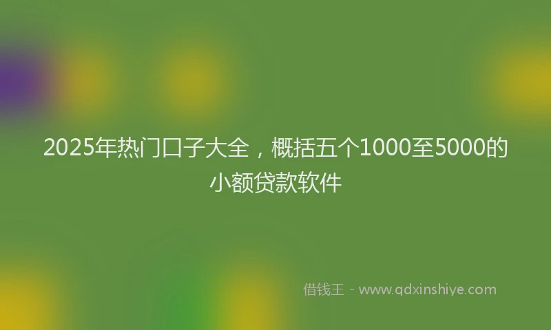 2025年热门口子大全，概括五个1000至5000的小额贷款软件