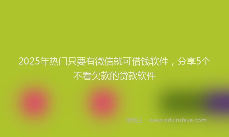 2025年热门只要有微信就可借钱软件，分享5个不看欠款的贷款软件