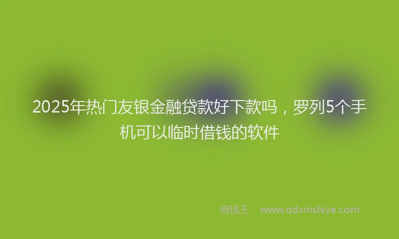 2025年热门友银金融贷款好下款吗，罗列5个手机可以临时借钱的软件