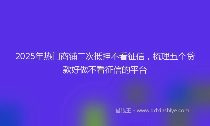 2025年热门商铺二次抵押不看征信，梳理五个贷款好做不看征信的平台