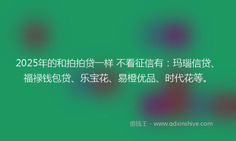 2025年的和拍拍贷一样 不看征信有：玛瑙信贷、福禄钱包贷、乐宝花、易橙优品、时代花等。