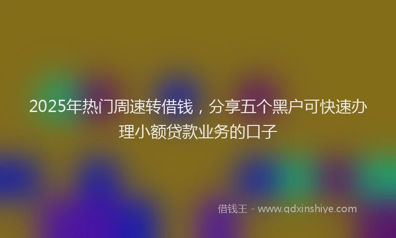 2025年热门周速转借钱，分享五个黑户可快速办理小额贷款业务的口子