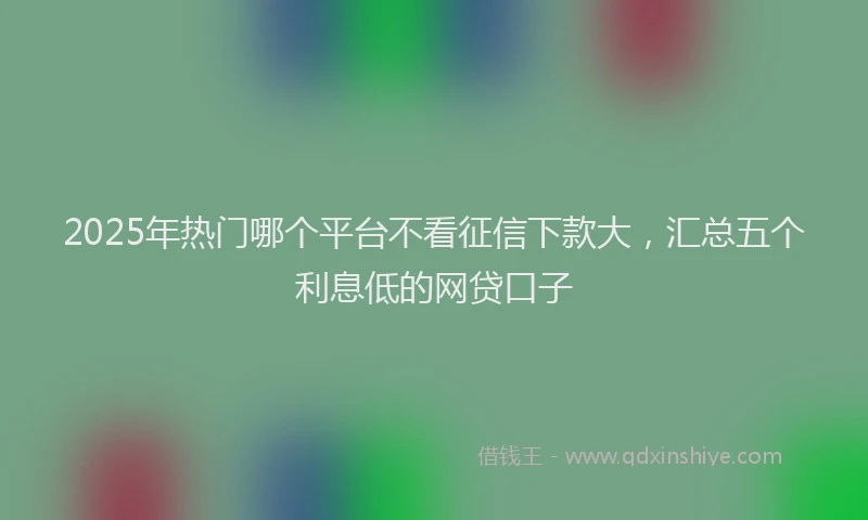 2025年热门哪个平台不看征信下款大，汇总五个利息低的网贷口子