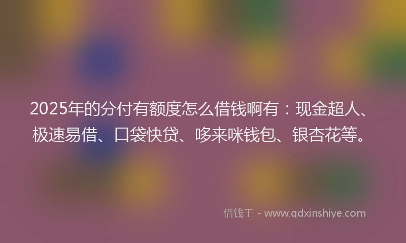 2025年的分付有额度怎么借钱啊有：现金超人、极速易借、口袋快贷、哆来咪钱包、银杏花等。