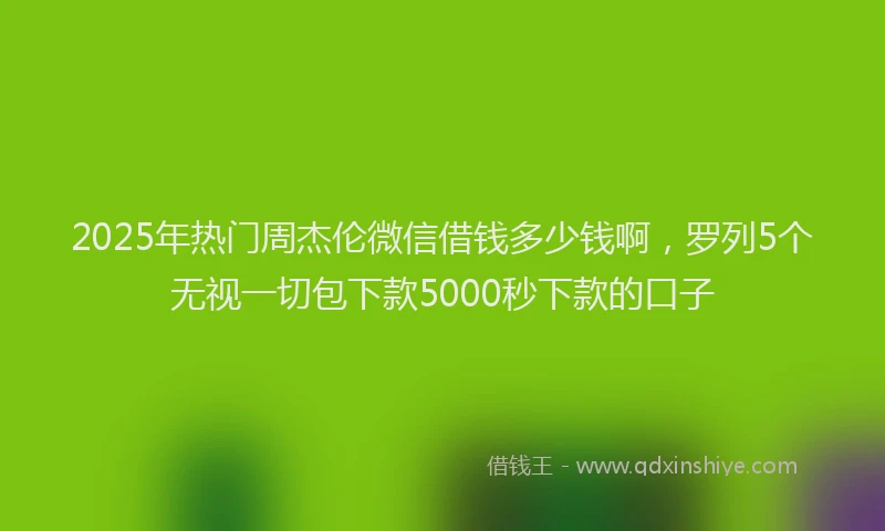 2025年热门周杰伦微信借钱多少钱啊，罗列5个无视一切包下款5000秒下款的口子