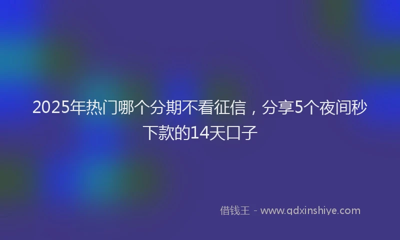2025年热门哪个分期不看征信，分享5个夜间秒下款的14天口子