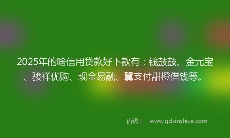 2025年的啥信用贷款好下款有：钱鼓鼓、金元宝、骏祥优购、现金易融、翼支付甜橙借钱等。
