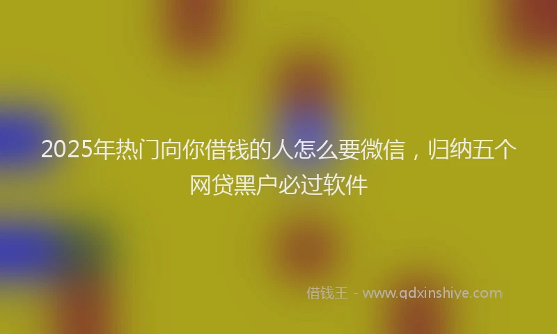 2025年热门向你借钱的人怎么要微信，归纳五个网贷黑户必过软件