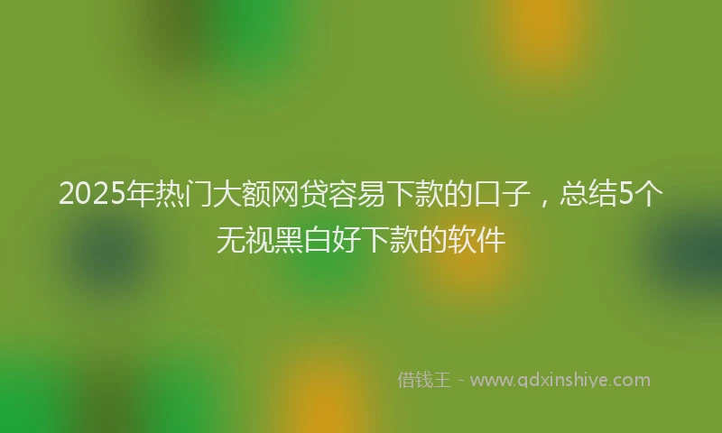 2025年热门大额网贷容易下款的口子，总结5个无视黑白好下款的软件