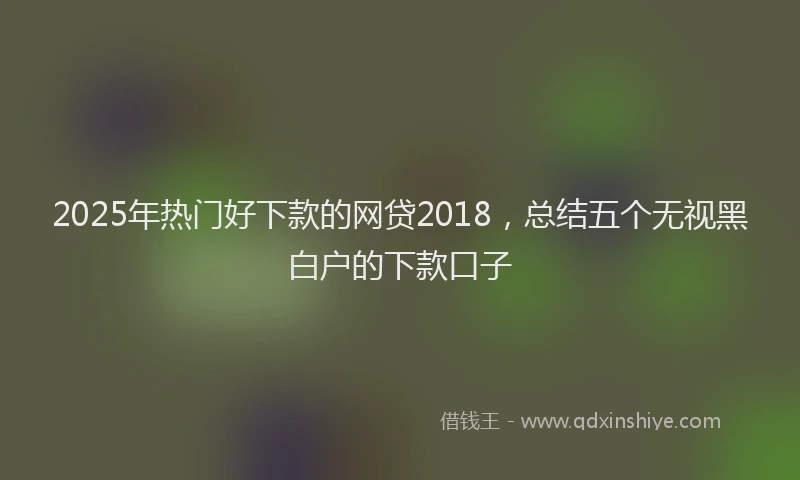 2025年热门好下款的网贷2018，总结五个无视黑白户的下款口子