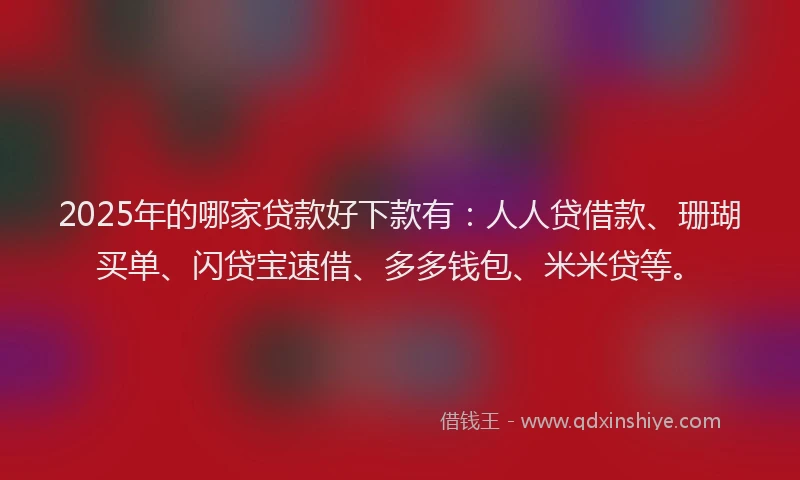 2025年的哪家贷款好下款有：人人贷借款、珊瑚买单、闪贷宝速借、多多钱包、米米贷等。