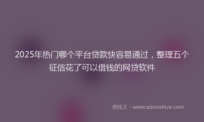 2025年热门哪个平台贷款快容易通过，整理五个征信花了可以借钱的网贷软件