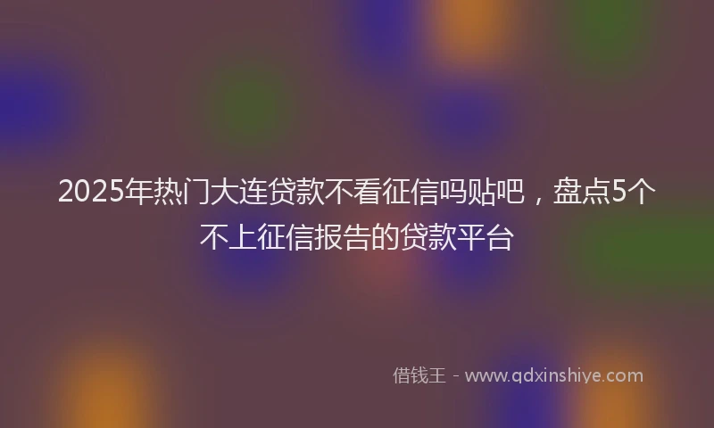 2025年热门大连贷款不看征信吗贴吧，盘点5个不上征信报告的贷款平台