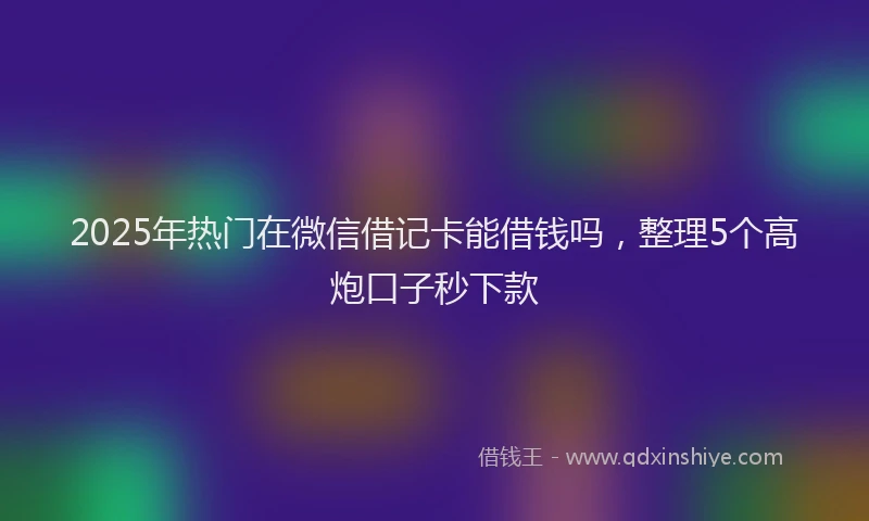 2025年热门在微信借记卡能借钱吗，整理5个高炮口子秒下款