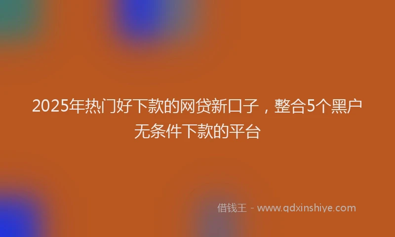 2025年热门好下款的网贷新口子，整合5个黑户无条件下款的平台