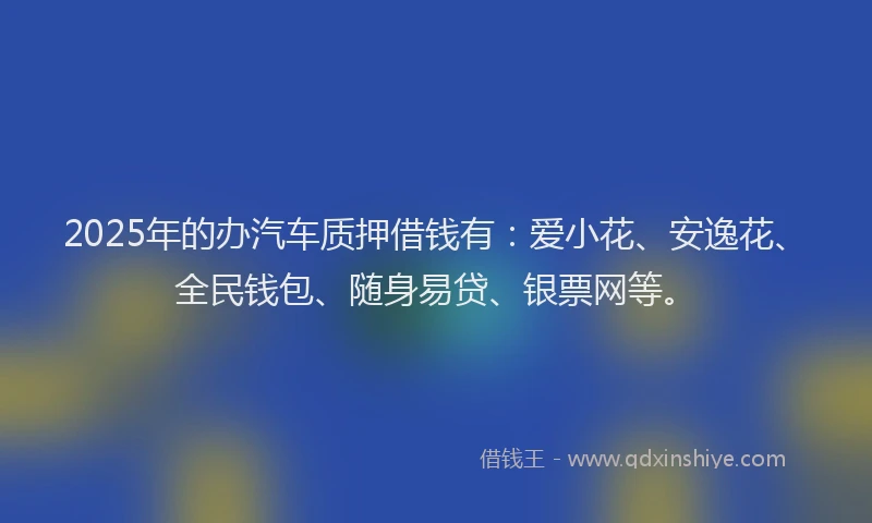 2025年的办汽车质押借钱有：爱小花、安逸花、全民钱包、随身易贷、银票网等。