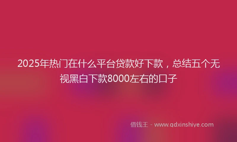 2025年热门在什么平台贷款好下款，总结五个无视黑白下款8000左右的口子