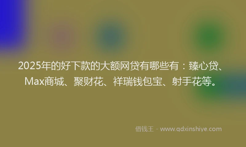 2025年的好下款的大额网贷有哪些有：臻心贷、Max商城、聚财花、祥瑞钱包宝、射手花等。