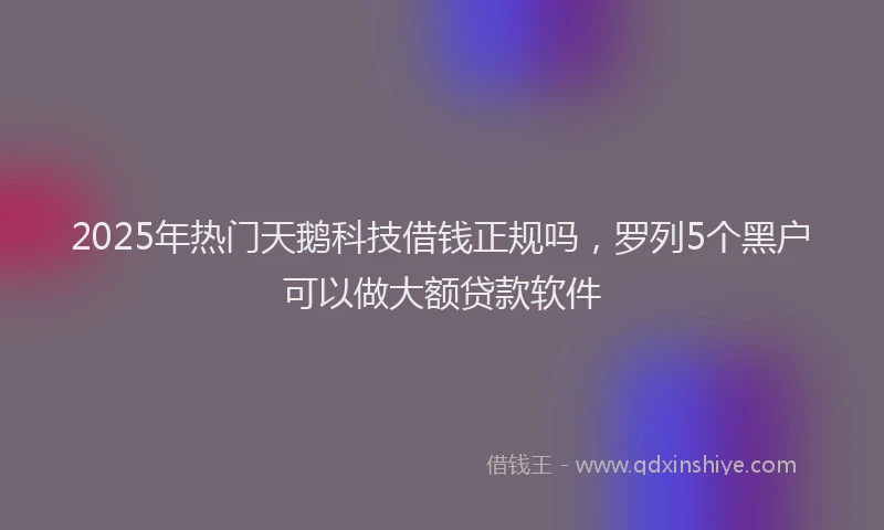 2025年热门天鹅科技借钱正规吗，罗列5个黑户可以做大额贷款软件