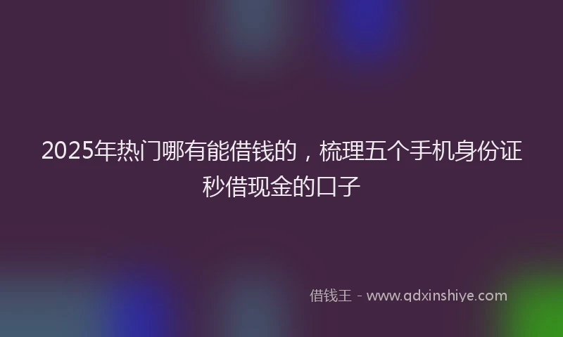 2025年热门哪有能借钱的，梳理五个手机身份证秒借现金的口子