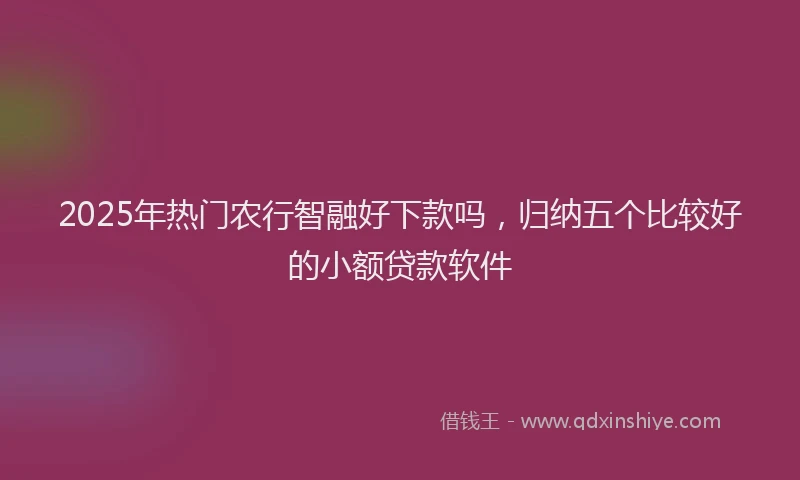 2025年热门农行智融好下款吗，归纳五个比较好的小额贷款软件