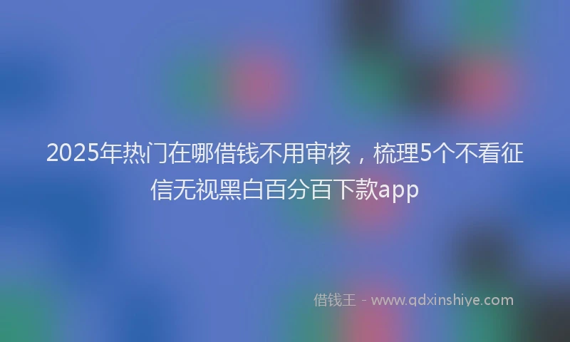 2025年热门在哪借钱不用审核，梳理5个不看征信无视黑白百分百下款app