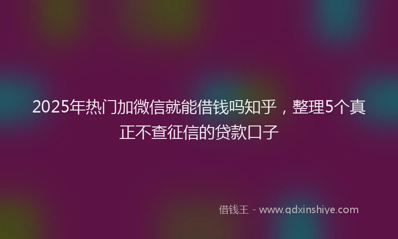 2025年热门加微信就能借钱吗知乎，整理5个真正不查征信的贷款口子