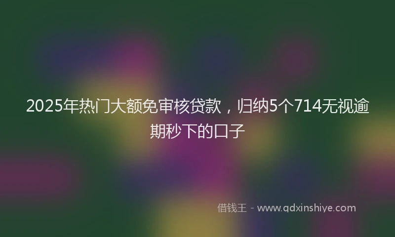 2025年热门大额免审核贷款，归纳5个714无视逾期秒下的口子