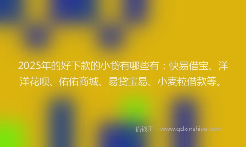 2025年的好下款的小贷有哪些有：快易借宝、洋洋花呗、佑佑商城、易贷宝易、小麦粒借款等。