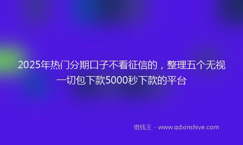 2025年热门分期口子不看征信的，整理五个无视一切包下款5000秒下款的平台