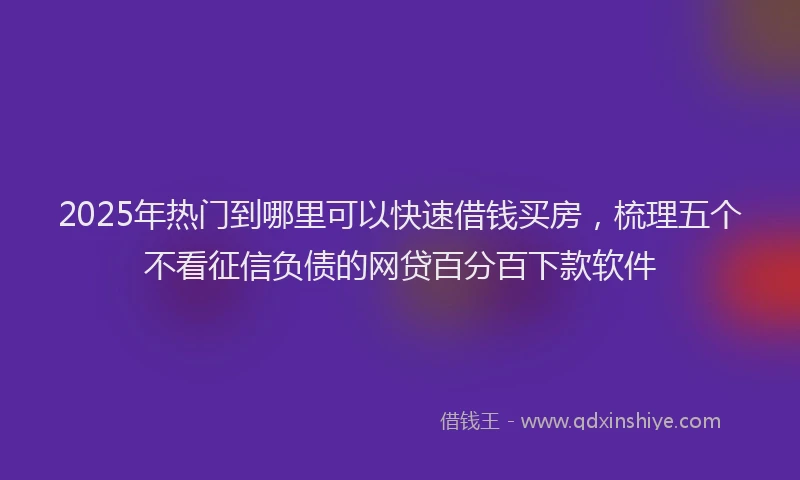 2025年热门到哪里可以快速借钱买房，梳理五个不看征信负债的网贷百分百下款软件