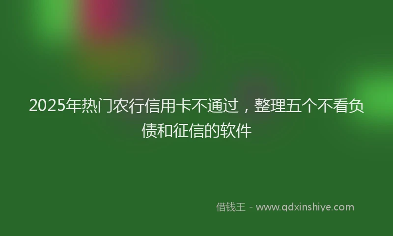 2025年热门农行信用卡不通过，整理五个不看负债和征信的软件