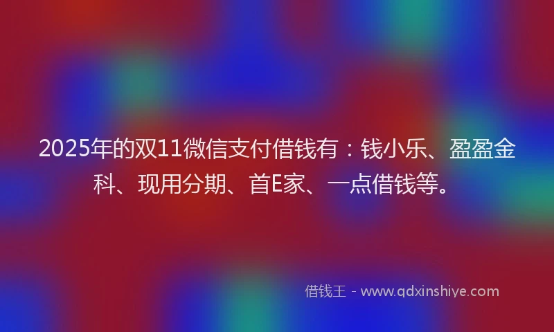 2025年的双11微信支付借钱有：钱小乐、盈盈金科、现用分期、首E家、一点借钱等。