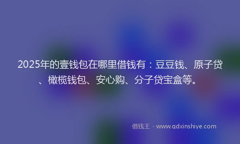 2025年的壹钱包在哪里借钱有：豆豆钱、原子贷、橄榄钱包、安心购、分子贷宝盒等。