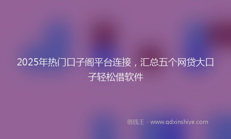 2025年热门口子阁平台连接，汇总五个网贷大口子轻松借软件