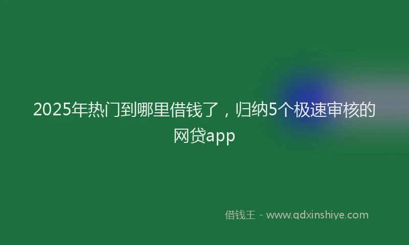 2025年热门到哪里借钱了，归纳5个极速审核的网贷app