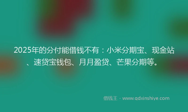 2025年的分付能借钱不有：小米分期宝、现金站、速贷宝钱包、月月盈贷、芒果分期等。