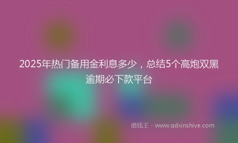 2025年热门备用金利息多少，总结5个高炮双黑逾期必下款平台