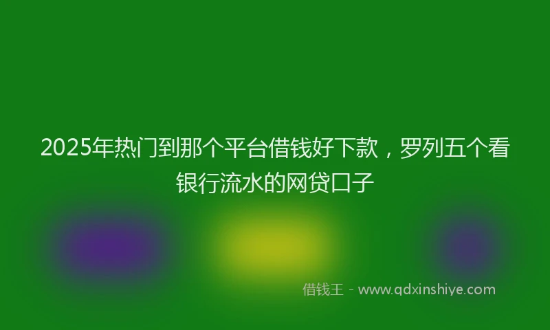 2025年热门到那个平台借钱好下款，罗列五个看银行流水的网贷口子
