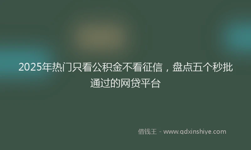 2025年热门只看公积金不看征信，盘点五个秒批通过的网贷平台
