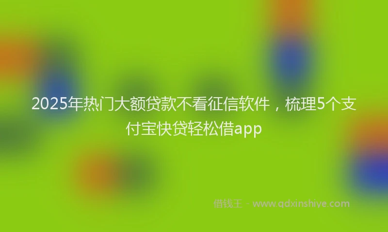 2025年热门大额贷款不看征信软件，梳理5个支付宝快贷轻松借app