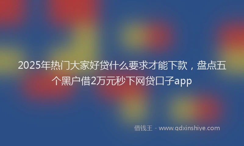 2025年热门大家好贷什么要求才能下款，盘点五个黑户借2万元秒下网贷口子app