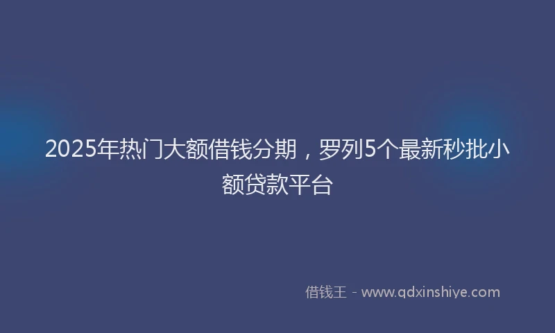 2025年热门大额借钱分期，罗列5个最新秒批小额贷款平台